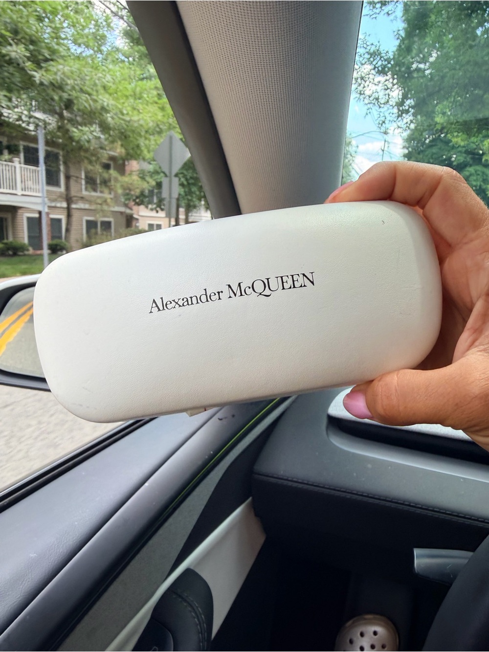 Alexander McQueen White Logo Hard Sunglasses Case